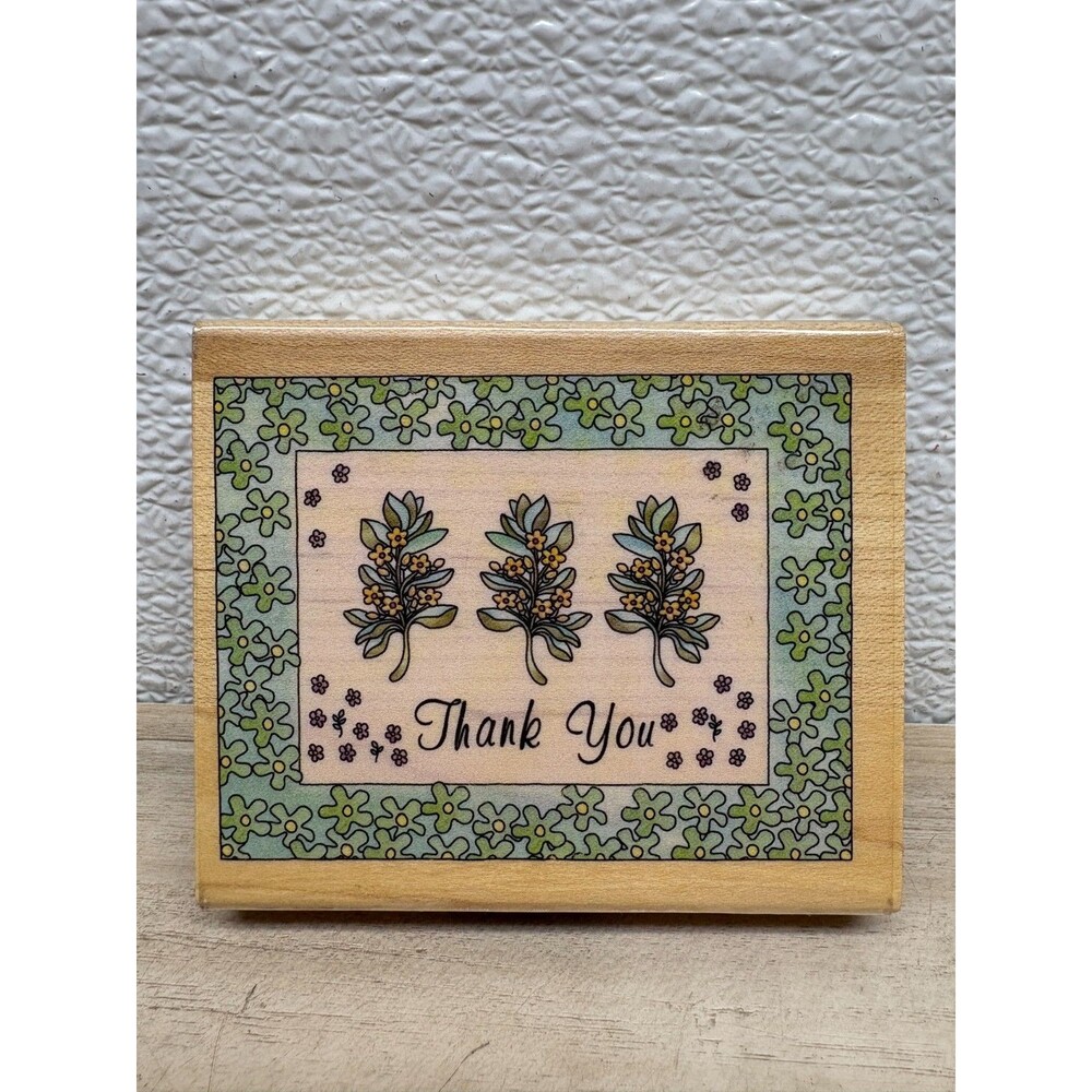 Inkadinkado Thank You Flower Frame Wood mounted Rubber Stamp